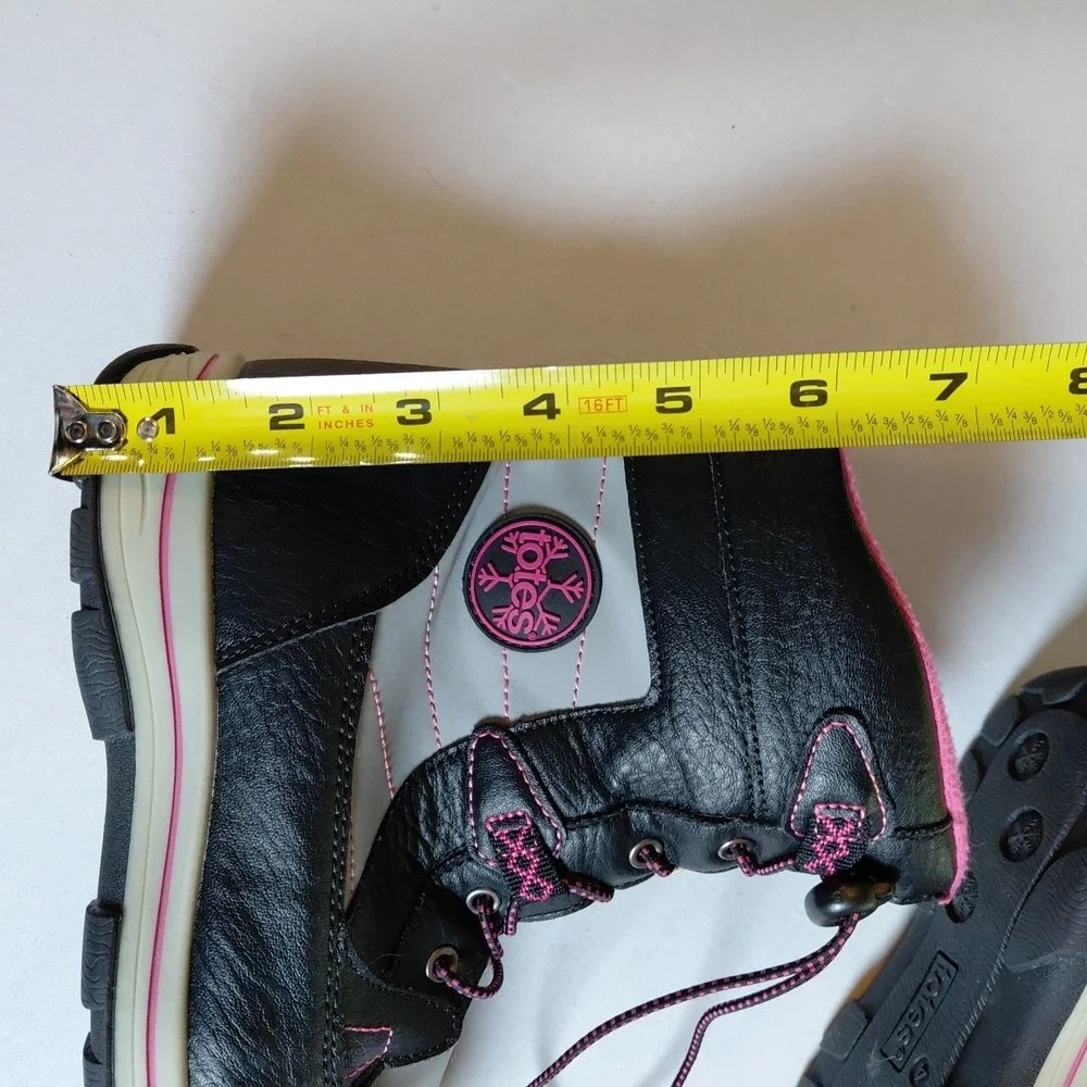 Totes Beaver Winter Snow Boots Girls Size 4 Black Pink Waterproof Lined EXC COND